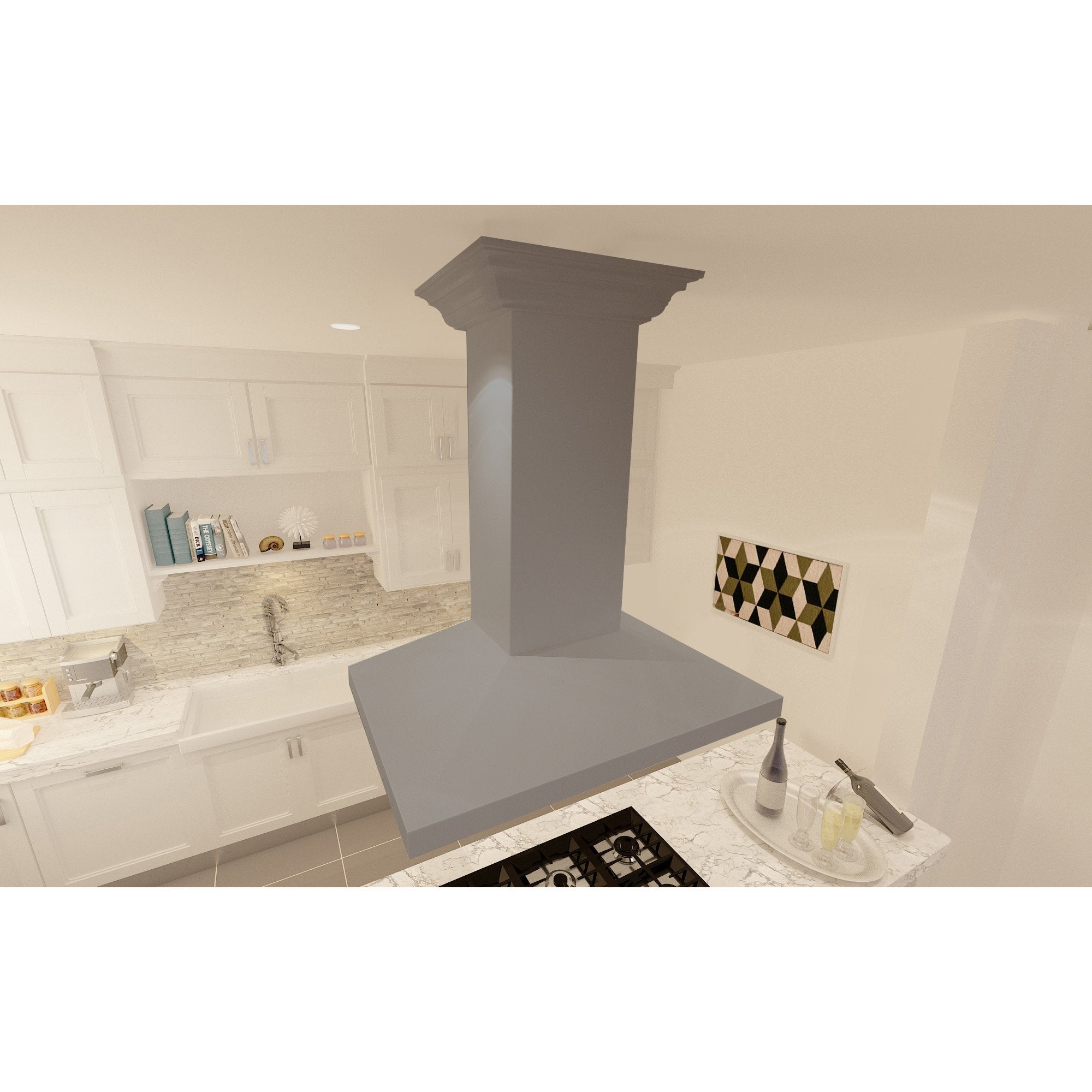 ZLINE Wooden Island Mount Range Hood in Gray - Includes Motor - KBiUU