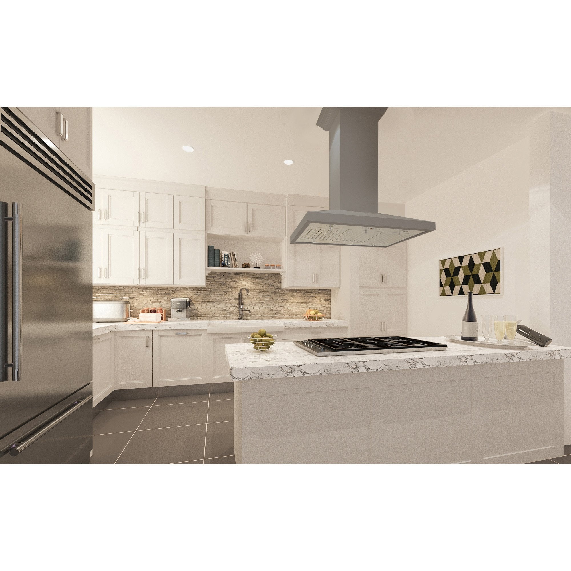 ZLINE Wooden Island Mount Range Hood in Gray - Includes Motor - KBiUU