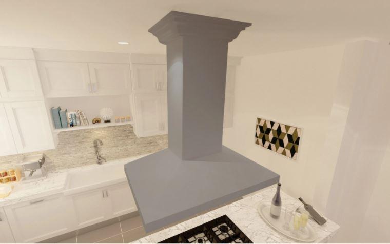 ZLINE Wooden Island Mount Range Hood in Gray - Includes Remote Motor