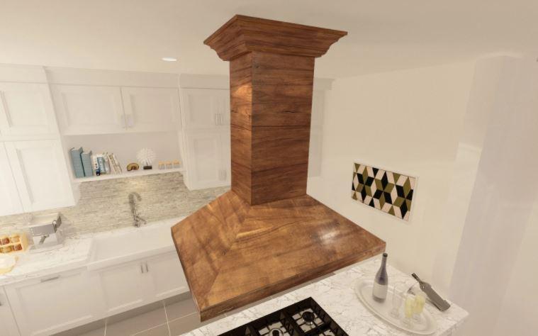 ZLINE Wooden Island Mount Range Hood in Walnut - Includes Remote Motor - KBiRR-RS-400
