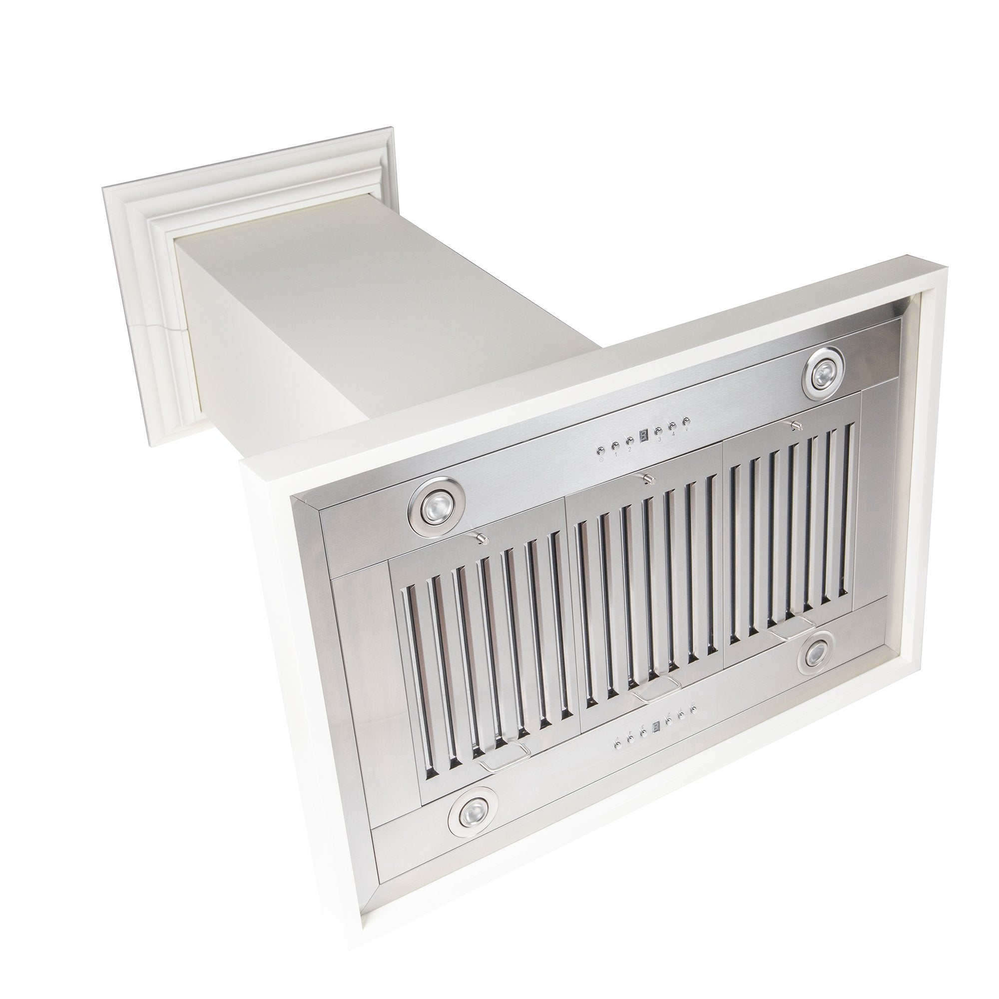 ZLINE Wooden Island Mount Range Hood in White - Includes Remote Motor 